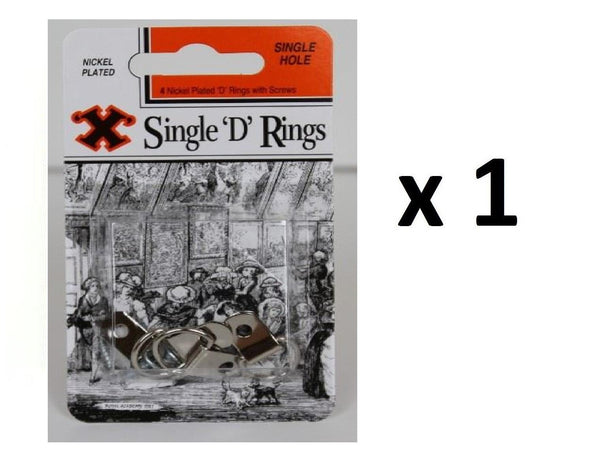 D Ring Hardware - SHAW Nickel Plated Single Whole with Screws 4/PK